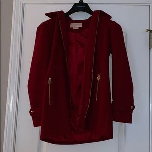 Michael Kors removable hood zip front coat
